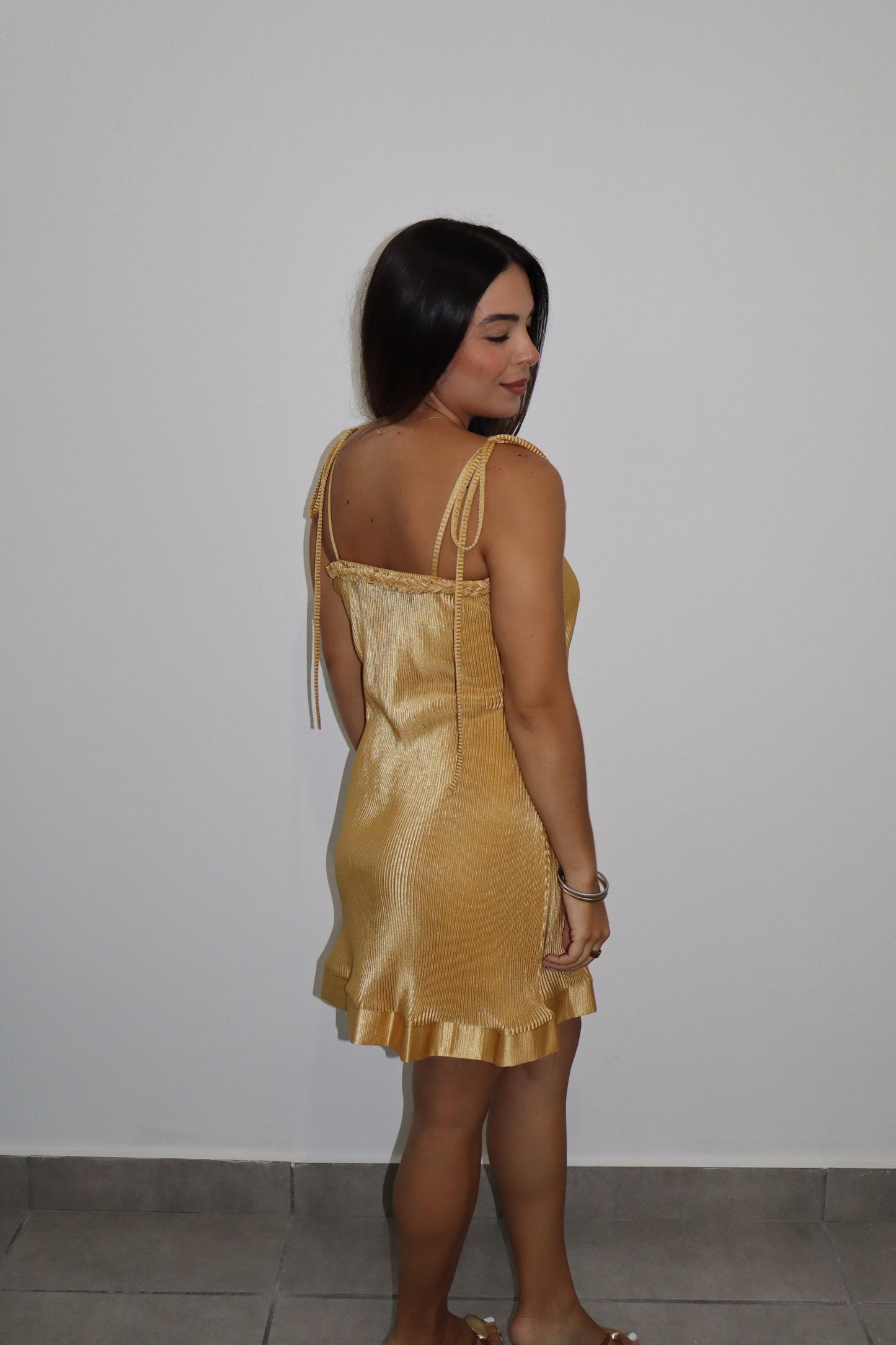 Gold-Straps Mini Dress